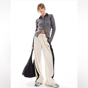Women's Jordan Cream and Black Wide-Leg Pants